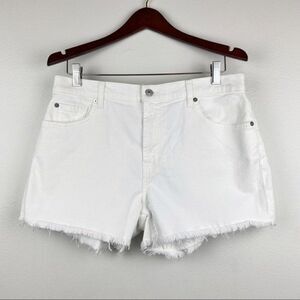 7 For All Mankind High Rise Cut-Off Jean Shorts White Size 31 NWT